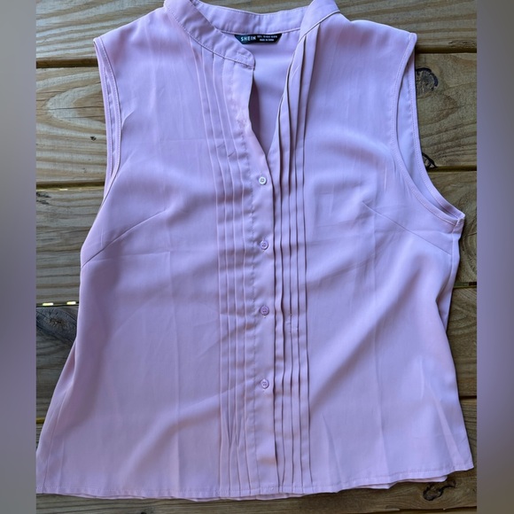 SHEIN mock neck button front sleeveless pink large blouse - Picture 7 of 16